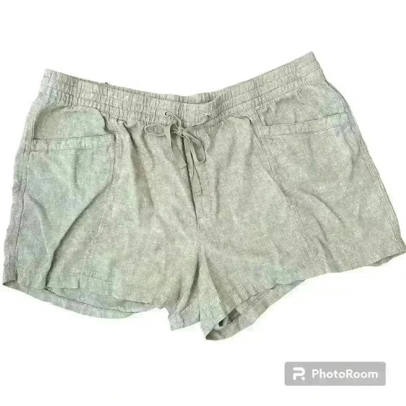 GAP Linen Elastic Waist Tie Front Shorts with Pockets Size XXL 2XL Chino Linen - Picture 1 of 10